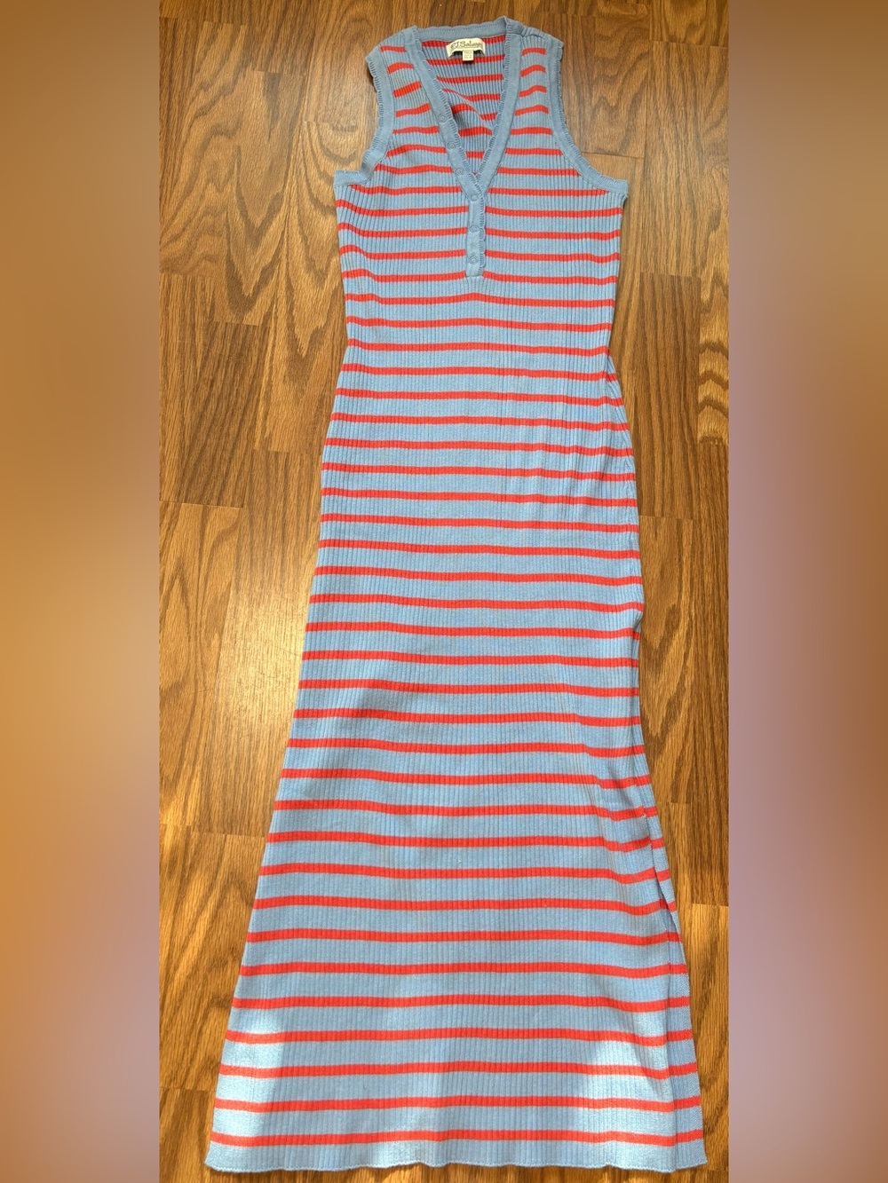 P.J. Salvage Blue and Coral Ribbed Striped Top Brand new without tags